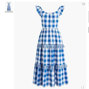 J. Crew Midi - Blue/White - Gingham Dress with POCKETS - Size Medium